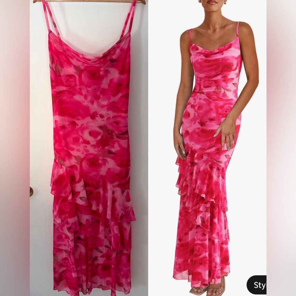 Pretty Garden Elegant Pink Floral Dress